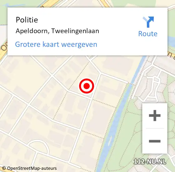 Locatie op kaart van de 112 melding: Politie Apeldoorn, Tweelingenlaan op 20 maart 2024 23:05