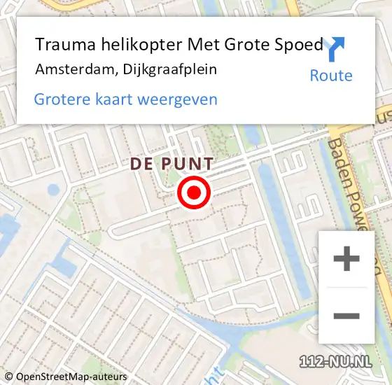 Locatie op kaart van de 112 melding: Trauma helikopter Met Grote Spoed Naar Amsterdam, Dijkgraafplein op 21 maart 2024 00:54