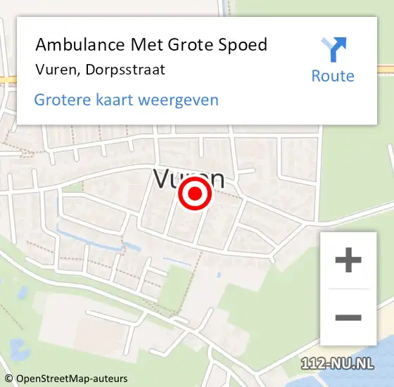 Locatie op kaart van de 112 melding: Ambulance Met Grote Spoed Naar Vuren, Dorpsstraat op 21 maart 2024 01:21