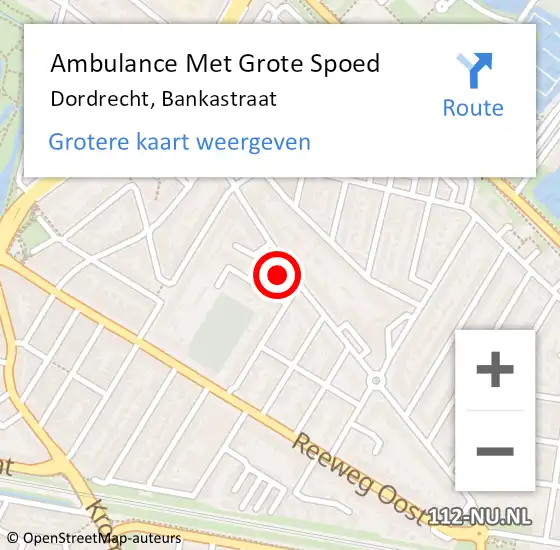 Locatie op kaart van de 112 melding: Ambulance Met Grote Spoed Naar Dordrecht, Bankastraat op 21 maart 2024 03:03