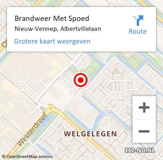 Locatie op kaart van de 112 melding: Brandweer Met Spoed Naar Nieuw-Vennep, Albertvillelaan op 21 maart 2024 03:22