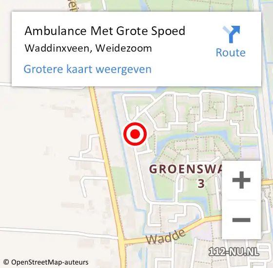 Locatie op kaart van de 112 melding: Ambulance Met Grote Spoed Naar Waddinxveen, Weidezoom op 21 maart 2024 03:57