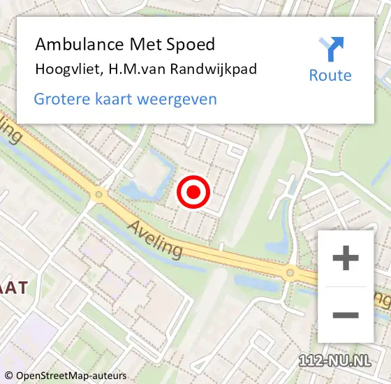 Locatie op kaart van de 112 melding: Ambulance Met Spoed Naar Hoogvliet, H.M.van Randwijkpad op 21 maart 2024 04:21