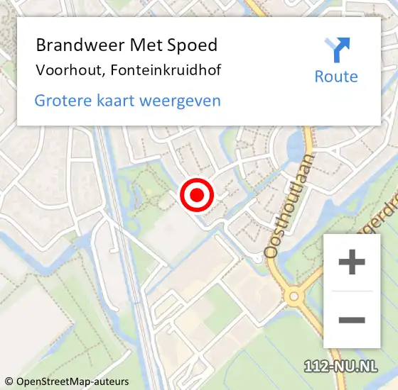 Locatie op kaart van de 112 melding: Brandweer Met Spoed Naar Voorhout, Fonteinkruidhof op 21 maart 2024 04:32