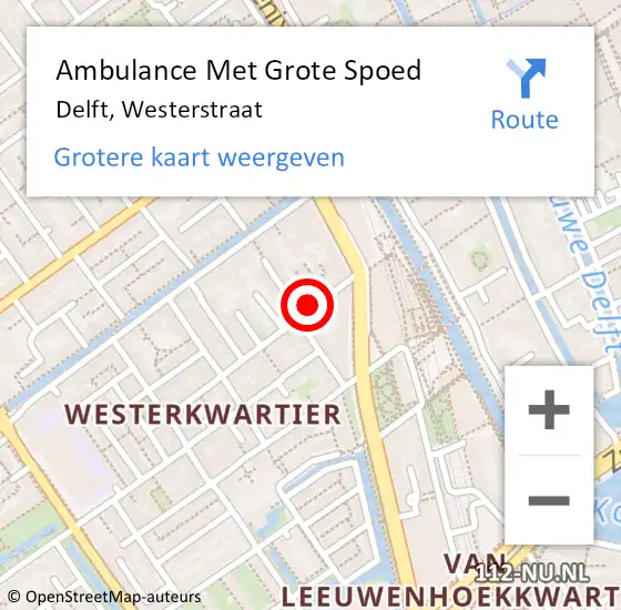 Locatie op kaart van de 112 melding: Ambulance Met Grote Spoed Naar Delft, Westerstraat op 21 maart 2024 05:20