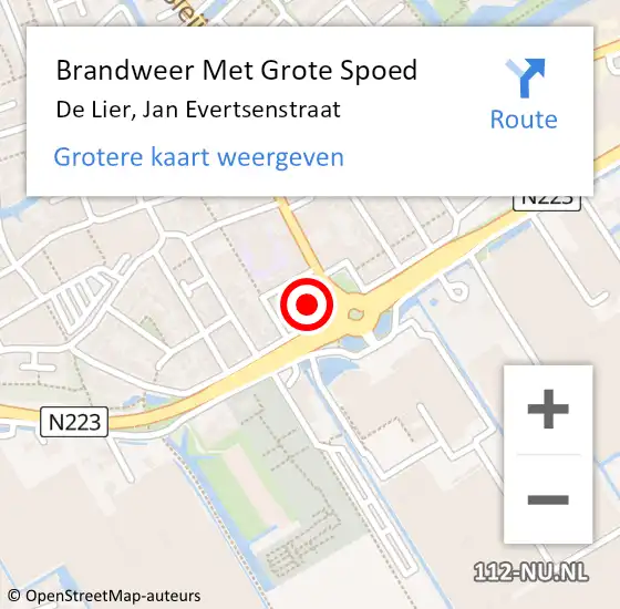 Locatie op kaart van de 112 melding: Brandweer Met Grote Spoed Naar De Lier, Jan Evertsenstraat op 21 maart 2024 07:07