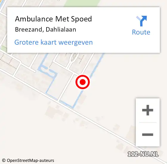 Locatie op kaart van de 112 melding: Ambulance Met Spoed Naar Breezand, Dahlialaan op 21 maart 2024 07:17