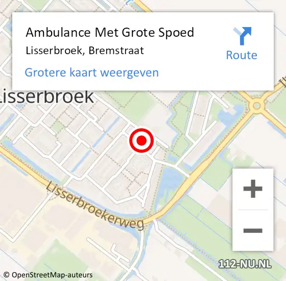 Locatie op kaart van de 112 melding: Ambulance Met Grote Spoed Naar Lisserbroek, Bremstraat op 21 maart 2024 07:17