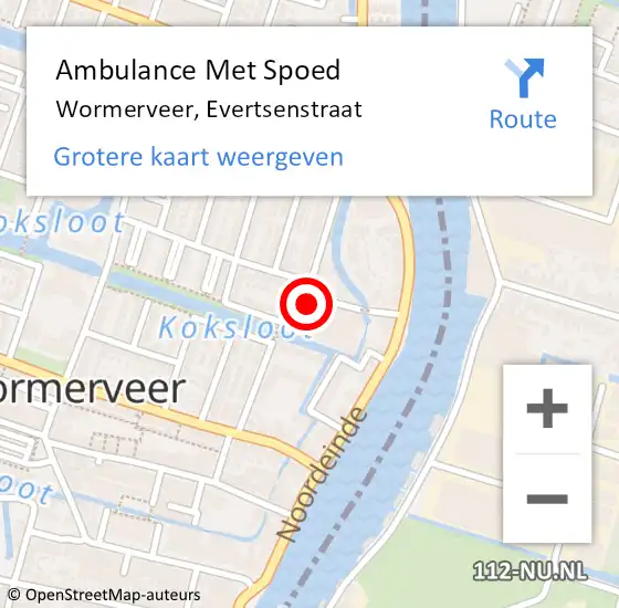 Locatie op kaart van de 112 melding: Ambulance Met Spoed Naar Wormerveer, Evertsenstraat op 29 september 2014 18:57