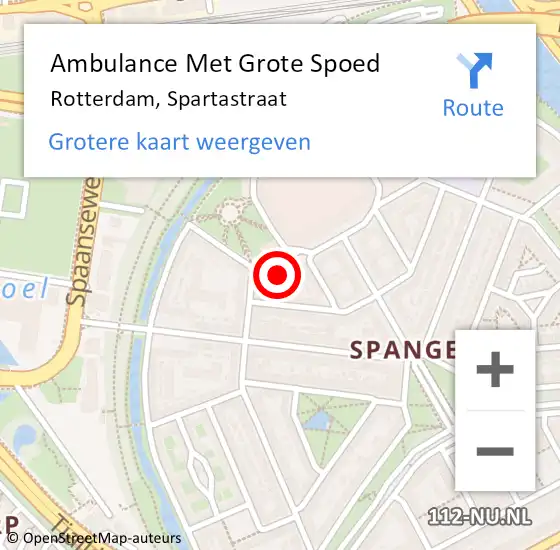 Locatie op kaart van de 112 melding: Ambulance Met Grote Spoed Naar Rotterdam, Spartastraat op 21 maart 2024 08:15
