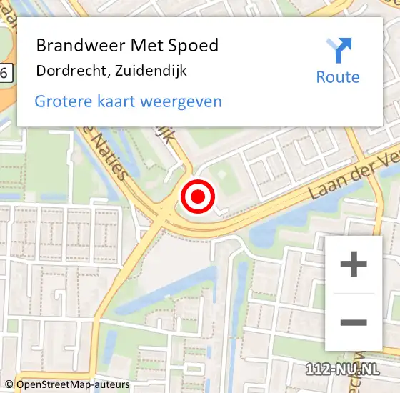 Locatie op kaart van de 112 melding: Brandweer Met Spoed Naar Dordrecht, Zuidendijk op 21 maart 2024 08:22