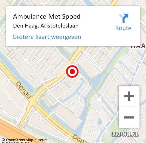 Locatie op kaart van de 112 melding: Ambulance Met Spoed Naar Den Haag, Aristoteleslaan op 21 maart 2024 08:31