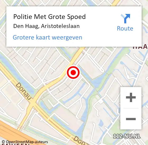 Locatie op kaart van de 112 melding: Politie Met Grote Spoed Naar Den Haag, Aristoteleslaan op 21 maart 2024 08:33