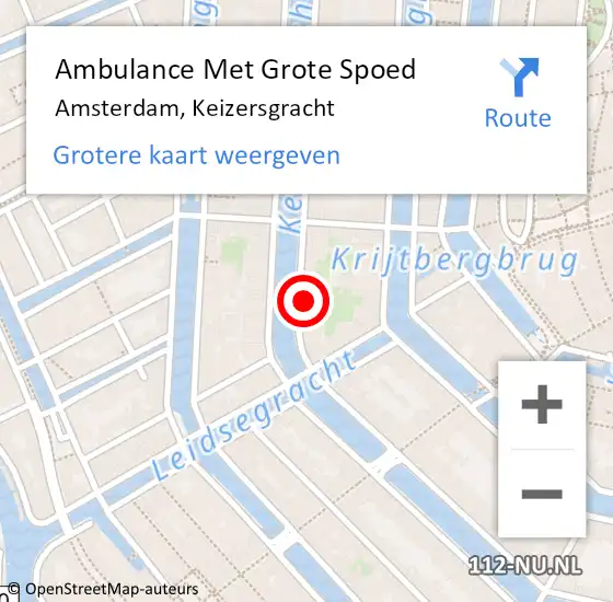 Locatie op kaart van de 112 melding: Ambulance Met Grote Spoed Naar Amsterdam, Keizersgracht op 21 maart 2024 08:57