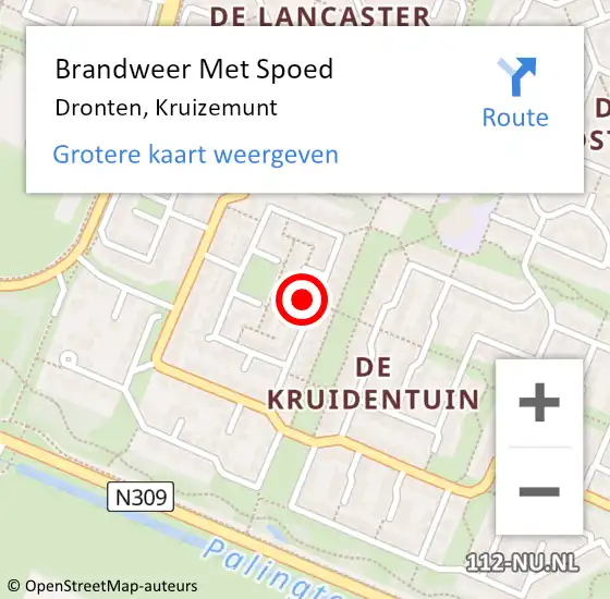 Locatie op kaart van de 112 melding: Brandweer Met Spoed Naar Dronten, Kruizemunt op 21 maart 2024 09:04