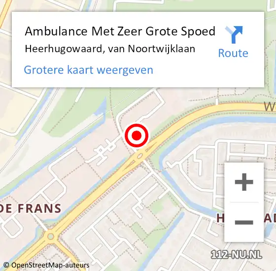 Locatie op kaart van de 112 melding: Ambulance Met Zeer Grote Spoed Naar Heerhugowaard, van Noortwijklaan op 21 maart 2024 09:15
