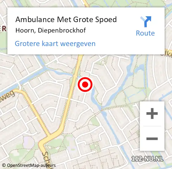 Locatie op kaart van de 112 melding: Ambulance Met Grote Spoed Naar Hoorn, Diepenbrockhof op 21 maart 2024 09:50