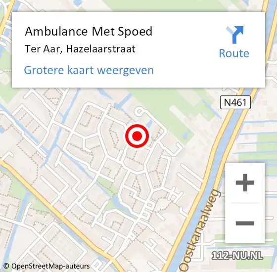 Locatie op kaart van de 112 melding: Ambulance Met Spoed Naar Ter Aar, Hazelaarstraat op 21 maart 2024 09:52