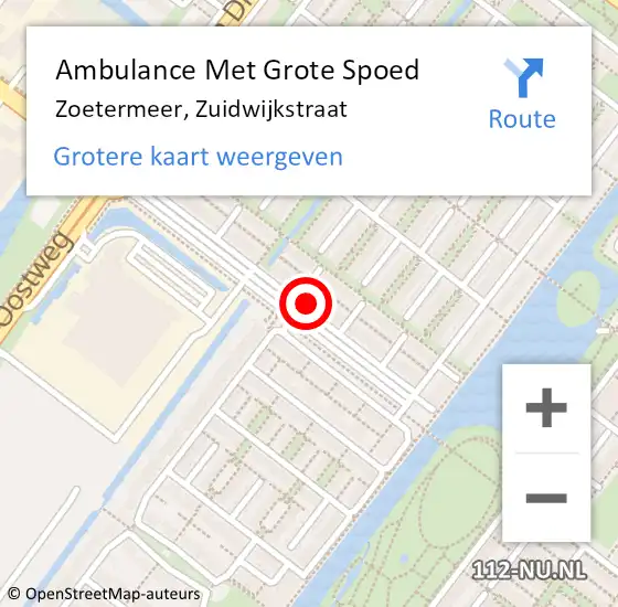 Locatie op kaart van de 112 melding: Ambulance Met Grote Spoed Naar Zoetermeer, Zuidwijkstraat op 21 maart 2024 10:22