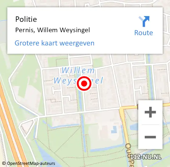 Locatie op kaart van de 112 melding: Politie Pernis, Willem Weysingel op 21 maart 2024 10:23