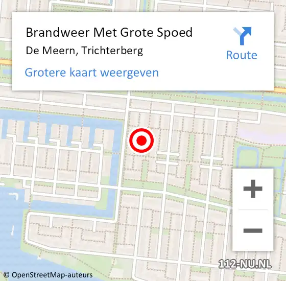 Locatie op kaart van de 112 melding: Brandweer Met Grote Spoed Naar De Meern, Trichterberg op 21 maart 2024 10:28