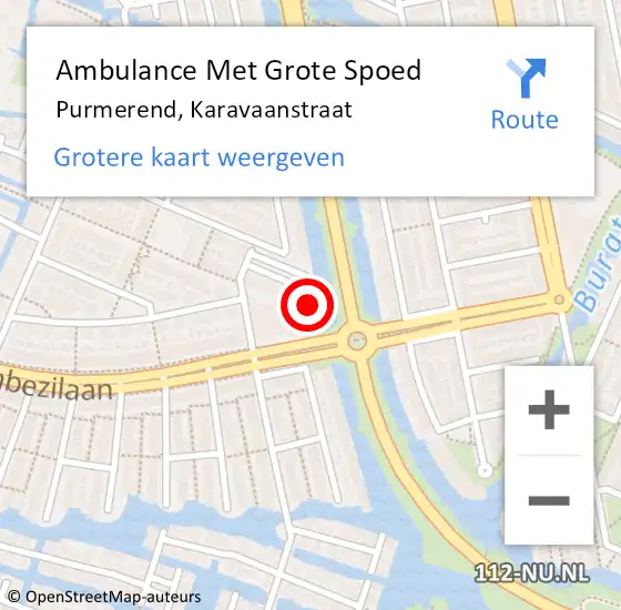 Locatie op kaart van de 112 melding: Ambulance Met Grote Spoed Naar Purmerend, Karavaanstraat op 21 maart 2024 10:35