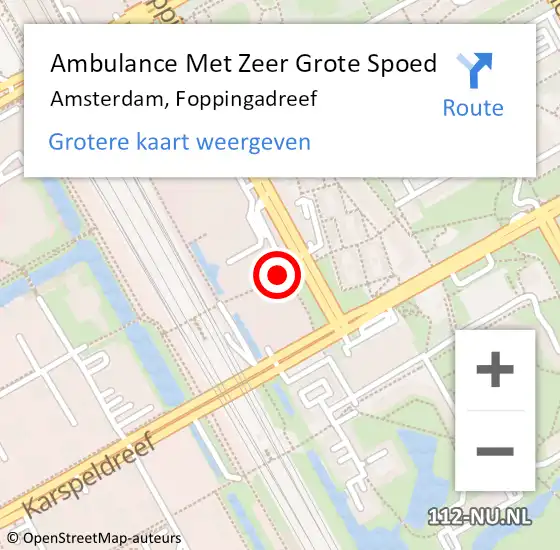 Locatie op kaart van de 112 melding: Ambulance Met Zeer Grote Spoed Naar Amsterdam, Foppingadreef op 21 maart 2024 10:39