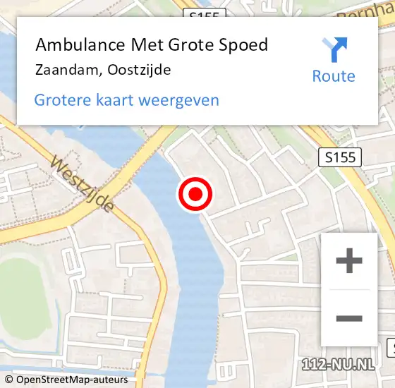 Locatie op kaart van de 112 melding: Ambulance Met Grote Spoed Naar Zaandam, Oostzijde op 21 maart 2024 10:42