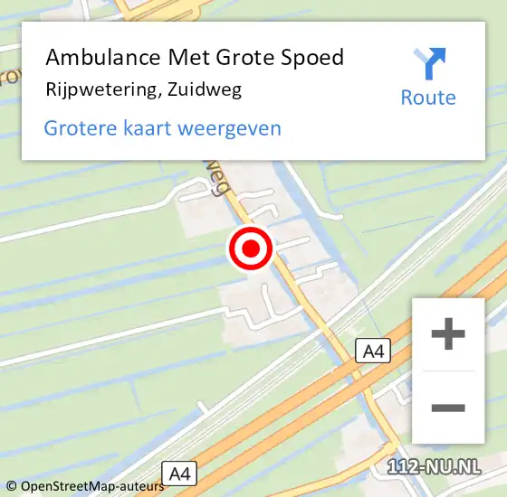 Locatie op kaart van de 112 melding: Ambulance Met Grote Spoed Naar Rijpwetering, Zuidweg op 21 maart 2024 11:28