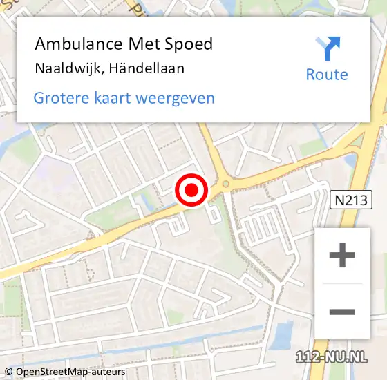 Locatie op kaart van de 112 melding: Ambulance Met Spoed Naar Naaldwijk, Händellaan op 21 maart 2024 11:57