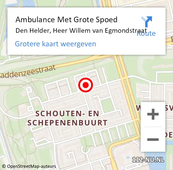 Locatie op kaart van de 112 melding: Ambulance Met Grote Spoed Naar Den Helder, Heer Willem van Egmondstraat op 21 maart 2024 12:16