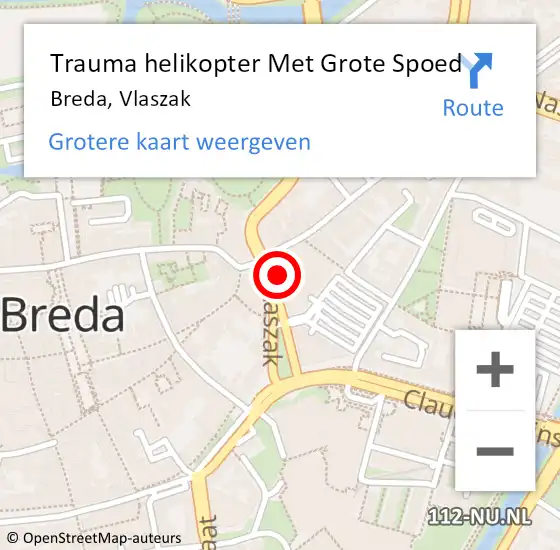 Locatie op kaart van de 112 melding: Trauma helikopter Met Grote Spoed Naar Breda, Vlaszak op 21 maart 2024 12:17