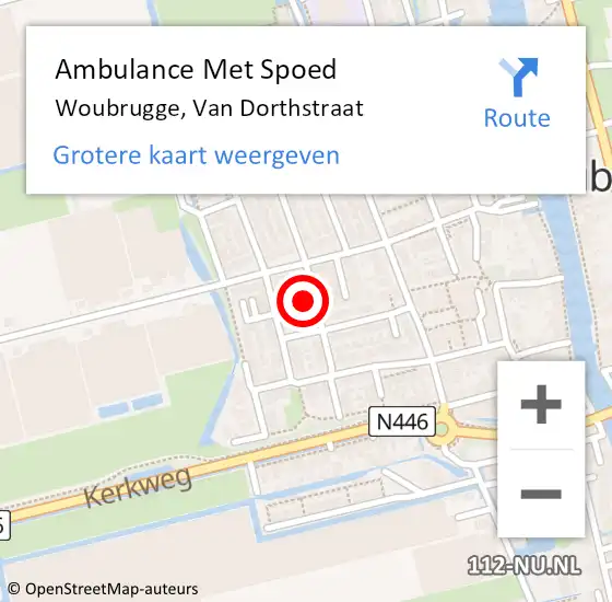 Locatie op kaart van de 112 melding: Ambulance Met Spoed Naar Woubrugge, Van Dorthstraat op 29 september 2014 19:28