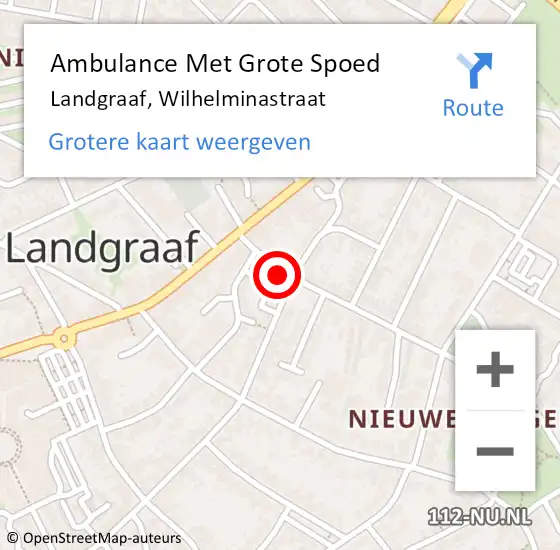 Locatie op kaart van de 112 melding: Ambulance Met Grote Spoed Naar Landgraaf, Wilhelminastraat op 29 september 2014 19:29