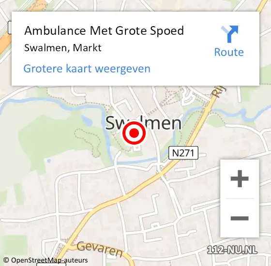 Locatie op kaart van de 112 melding: Ambulance Met Grote Spoed Naar Swalmen, Markt op 21 maart 2024 12:49