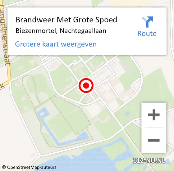 Locatie op kaart van de 112 melding: Brandweer Met Grote Spoed Naar Biezenmortel, Nachtegaallaan op 21 maart 2024 12:55