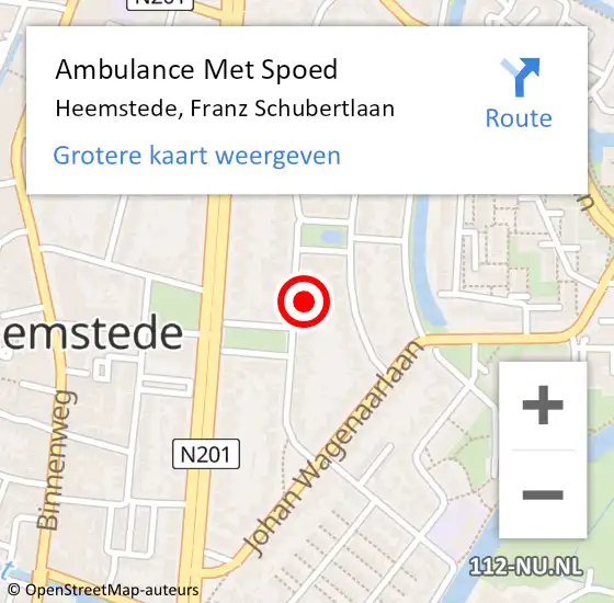 Locatie op kaart van de 112 melding: Ambulance Met Spoed Naar Heemstede, Franz Schubertlaan op 21 maart 2024 13:01
