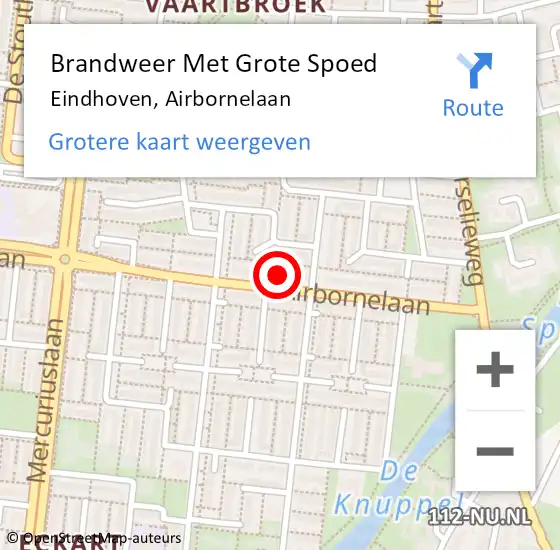 Locatie op kaart van de 112 melding: Brandweer Met Grote Spoed Naar Eindhoven, Airbornelaan op 21 maart 2024 13:10