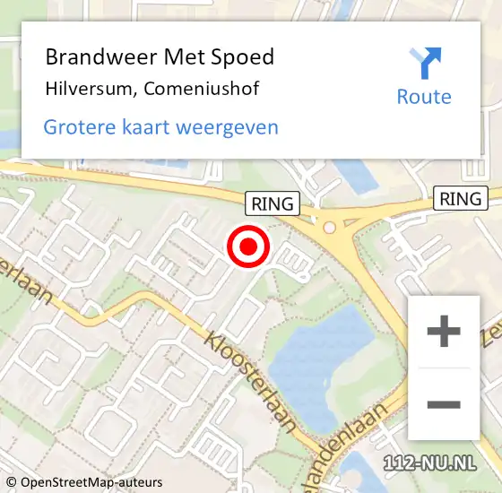 Locatie op kaart van de 112 melding: Brandweer Met Spoed Naar Hilversum, Comeniushof op 21 maart 2024 13:15