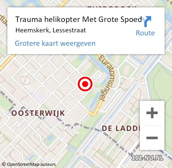 Locatie op kaart van de 112 melding: Trauma helikopter Met Grote Spoed Naar Heemskerk, Lessestraat op 21 maart 2024 13:26