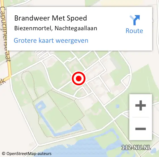 Locatie op kaart van de 112 melding: Brandweer Met Spoed Naar Biezenmortel, Nachtegaallaan op 21 maart 2024 13:29