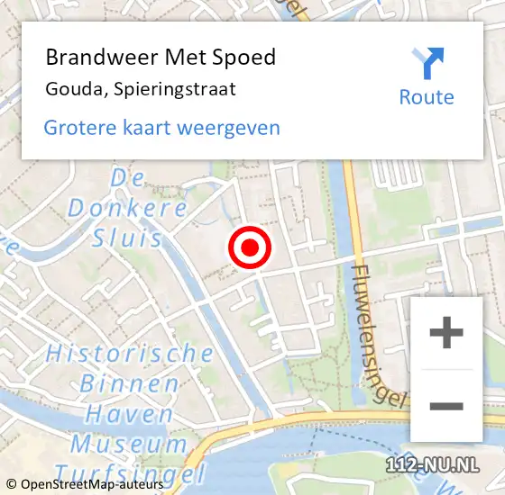 Locatie op kaart van de 112 melding: Brandweer Met Spoed Naar Gouda, Spieringstraat op 21 maart 2024 13:44