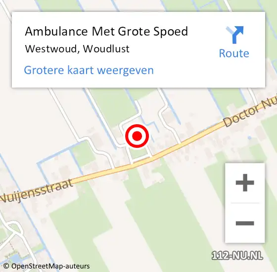 Locatie op kaart van de 112 melding: Ambulance Met Grote Spoed Naar Westwoud, Woudlust op 21 maart 2024 13:45