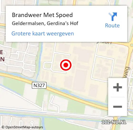 Locatie op kaart van de 112 melding: Brandweer Met Spoed Naar Geldermalsen, Gerdina's Hof op 21 maart 2024 13:45