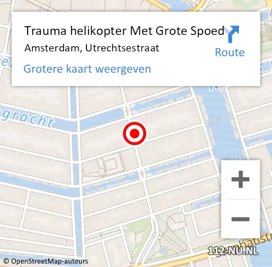 Locatie op kaart van de 112 melding: Trauma helikopter Met Grote Spoed Naar Amsterdam, Utrechtsestraat op 21 maart 2024 14:02