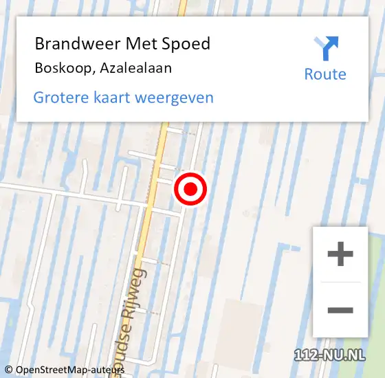 Locatie op kaart van de 112 melding: Brandweer Met Spoed Naar Boskoop, Azalealaan op 21 maart 2024 14:15