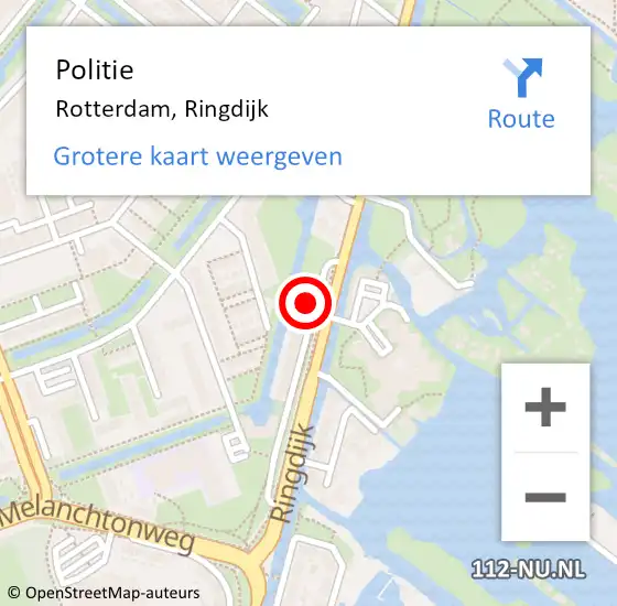 Locatie op kaart van de 112 melding: Politie Rotterdam, Ringdijk op 21 maart 2024 14:39