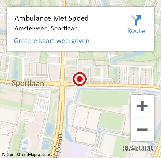 Locatie op kaart van de 112 melding: Ambulance Met Spoed Naar Amstelveen, Sportlaan op 21 maart 2024 14:40