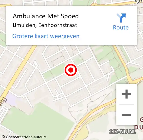 Locatie op kaart van de 112 melding: Ambulance Met Spoed Naar IJmuiden, Eenhoornstraat op 21 maart 2024 14:45