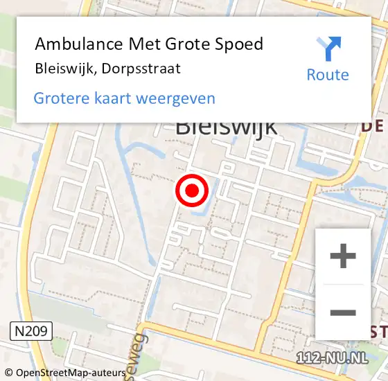 Locatie op kaart van de 112 melding: Ambulance Met Grote Spoed Naar Bleiswijk, Dorpsstraat op 21 maart 2024 14:59